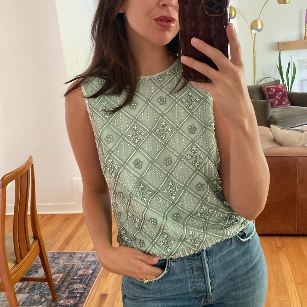 VINTAGE Beaded Sequin Going Out Top